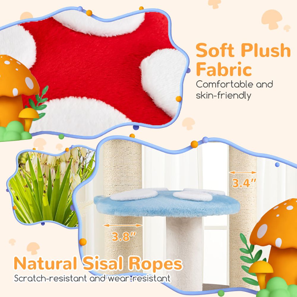 Mushroom Cat Tree with Cozy Condo & Multi-Level Fun