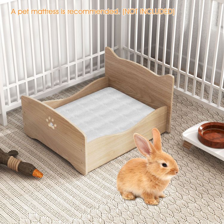 Cozy Elevated Pet Bed Frame with Cute Headboards for Small Pets