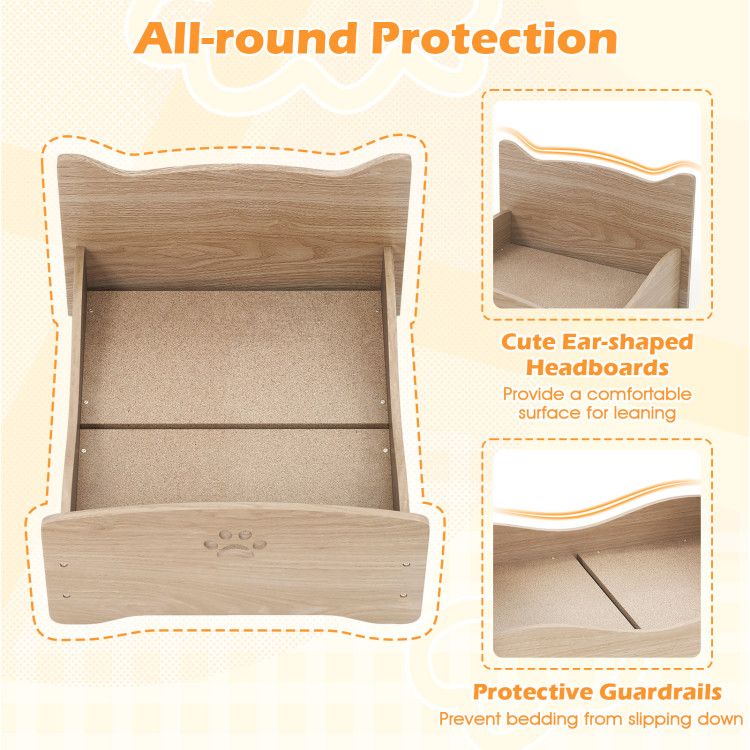 Cozy Elevated Pet Bed Frame with Cute Headboards for Small Pets