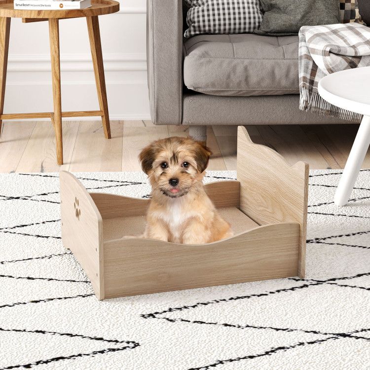 Cozy Elevated Pet Bed Frame with Cute Headboards for Small Pets