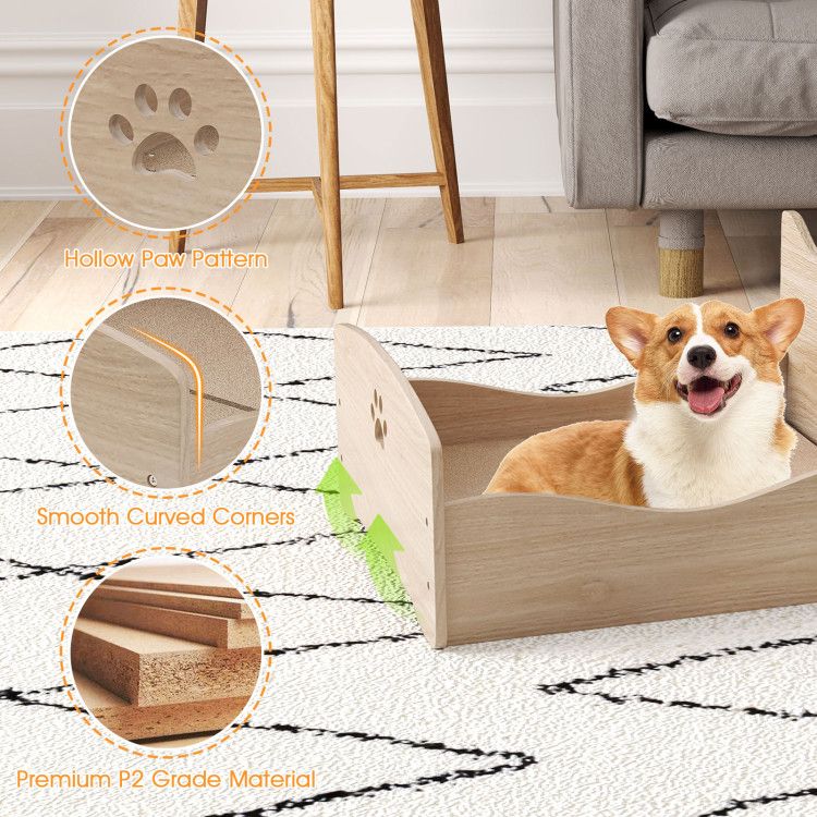 Cozy Elevated Pet Bed Frame with Cute Headboards for Small Pets