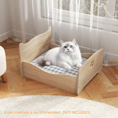 Cozy Elevated Pet Bed Frame with Cute Headboards for Small Pets