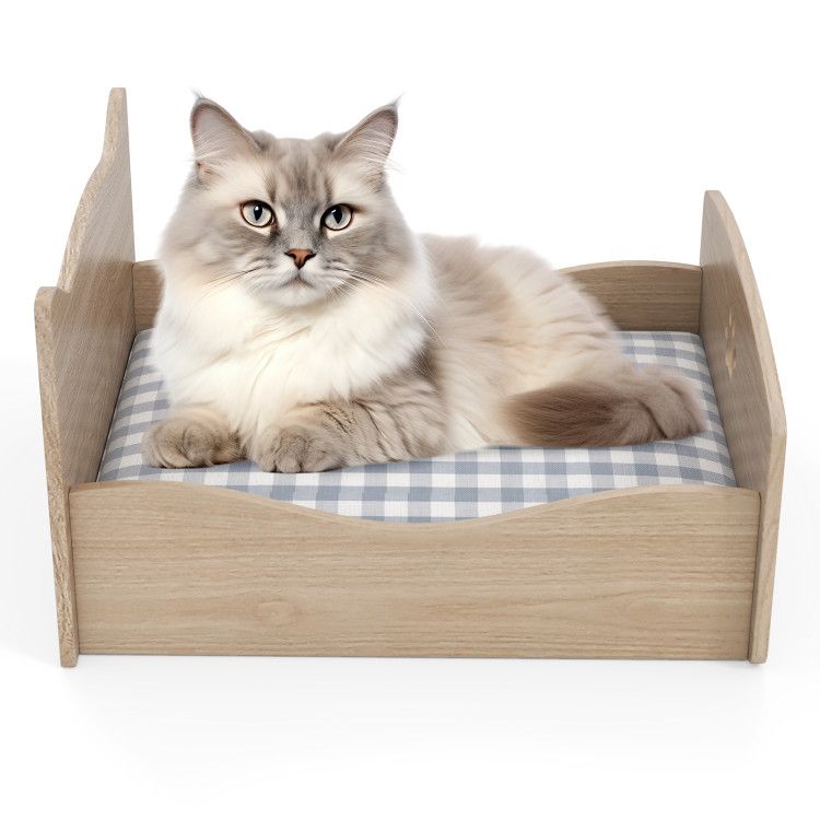 Cozy Elevated Pet Bed Frame with Cute Headboards for Small Pets