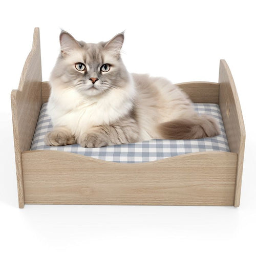 Cozy Elevated Pet Bed Frame with Cute Headboards for Small Pets