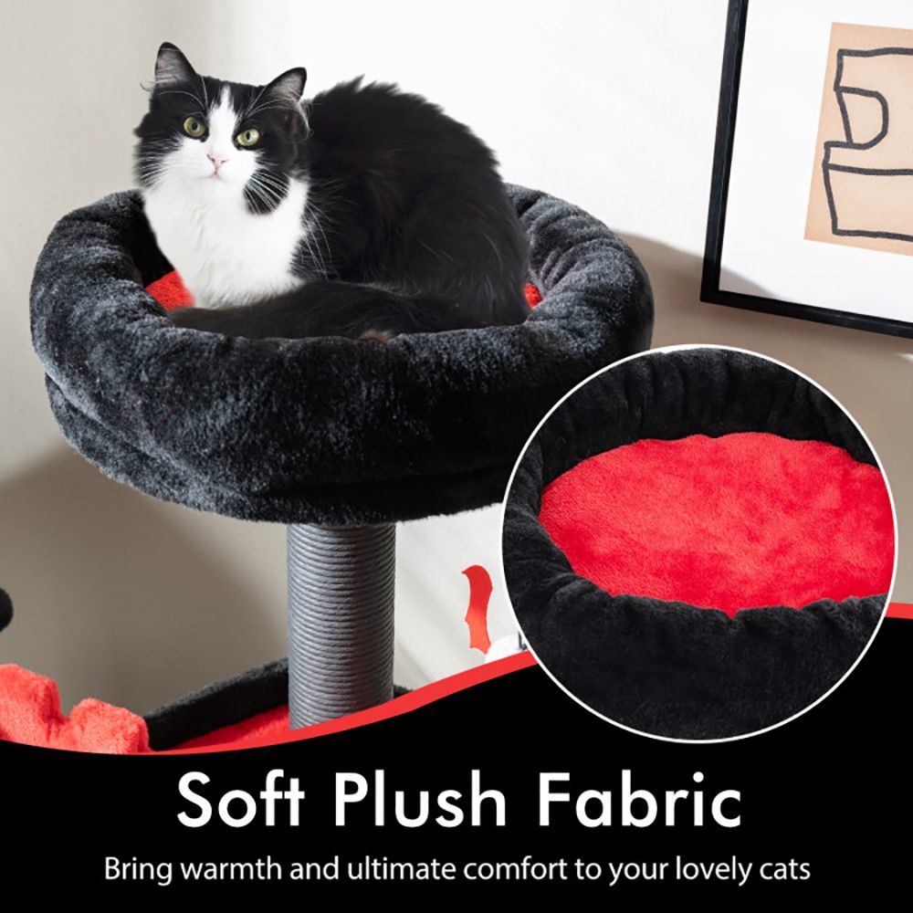 1PC Gothic Cat Tree 49 Inch Tall Cat Tower 6-Tier Cat Activity Center with Coffin Bed