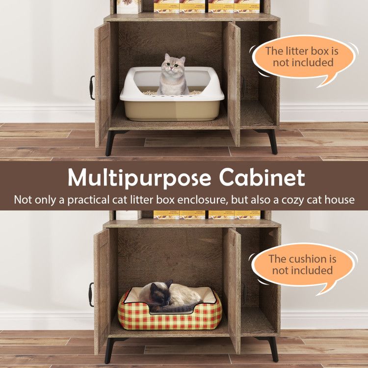 1PC Large Cat Litter Box Enclosure with Display Storage Shelves