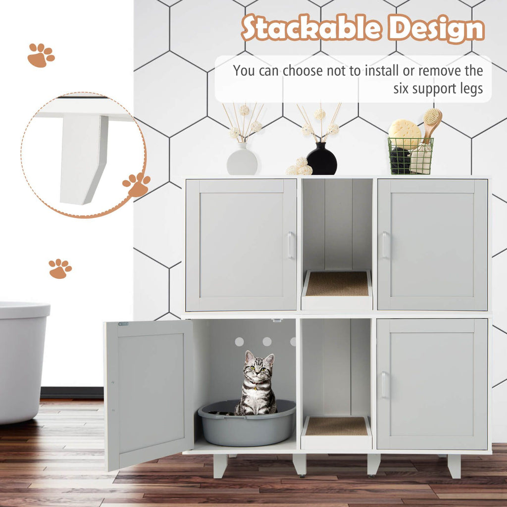 Elegant Cat Litter Box Enclosure with Scratching Board and Hidden Storage