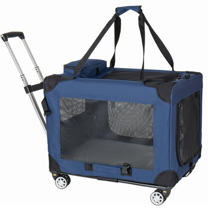 Effortless Rolling Pet Carrier with 3-Door Access