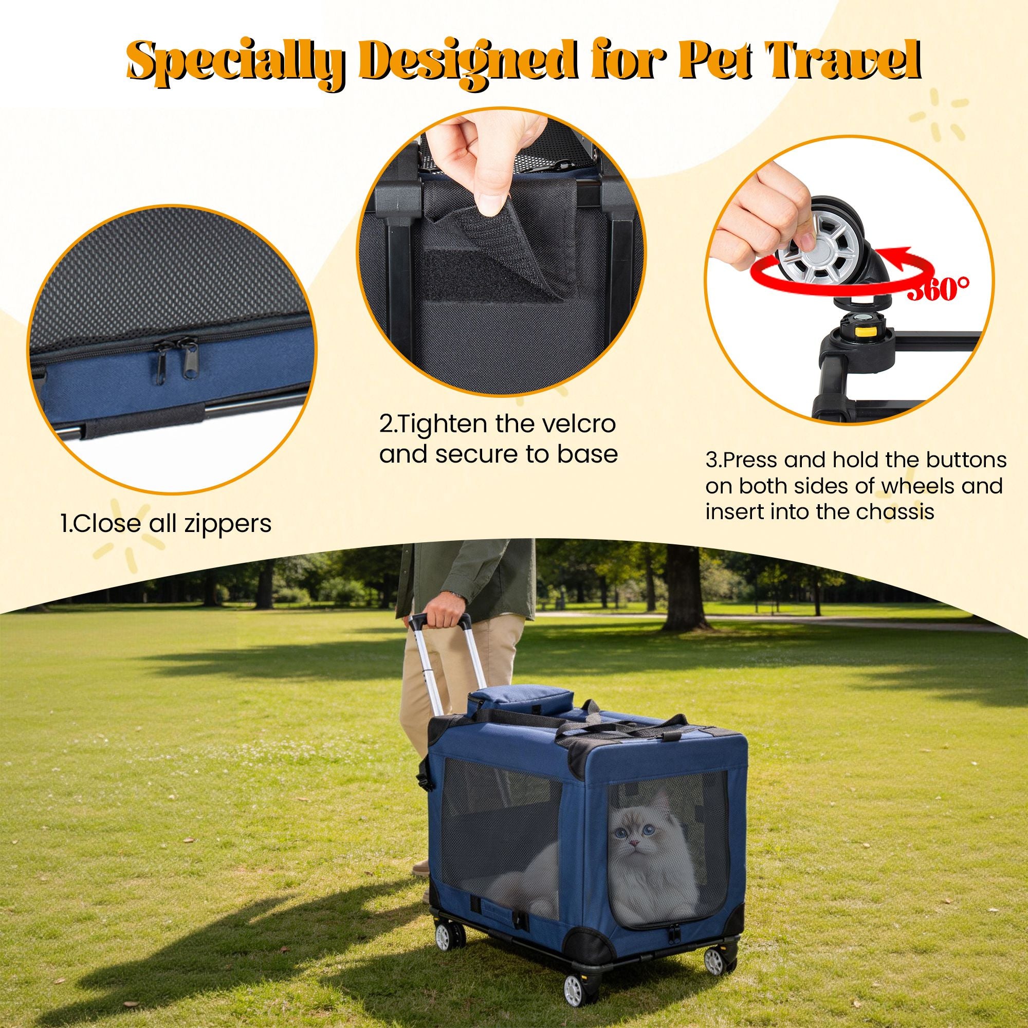 Effortless Rolling Pet Carrier with 3-Door Access – image 18