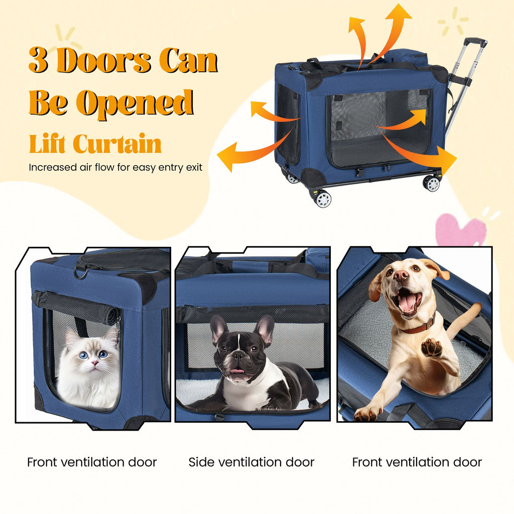 Effortless Rolling Pet Carrier with 3-Door Access – image 14