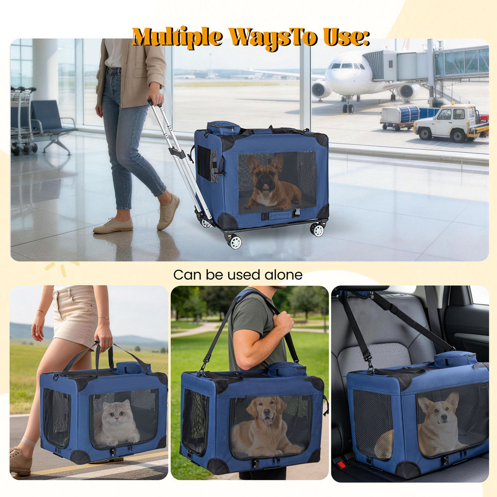 Effortless Rolling Pet Carrier with 3-Door Access – image 16