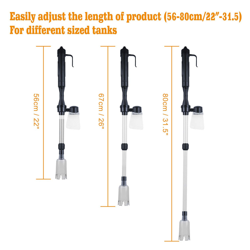 Battery Powered Aquarium Gravel Cleaner with Adjustable Tubes for All Sizes