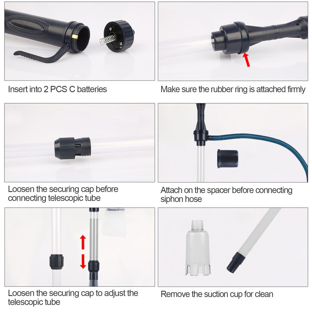 Battery Powered Aquarium Gravel Cleaner with Adjustable Tubes for All Sizes