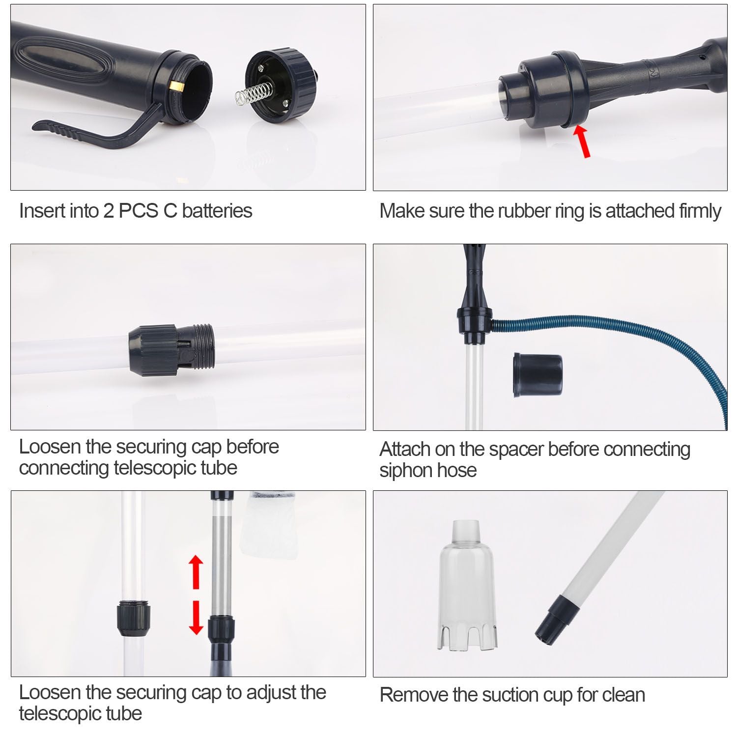 Battery Powered Aquarium Gravel Cleaner with Adjustable Tubes for All Sizes