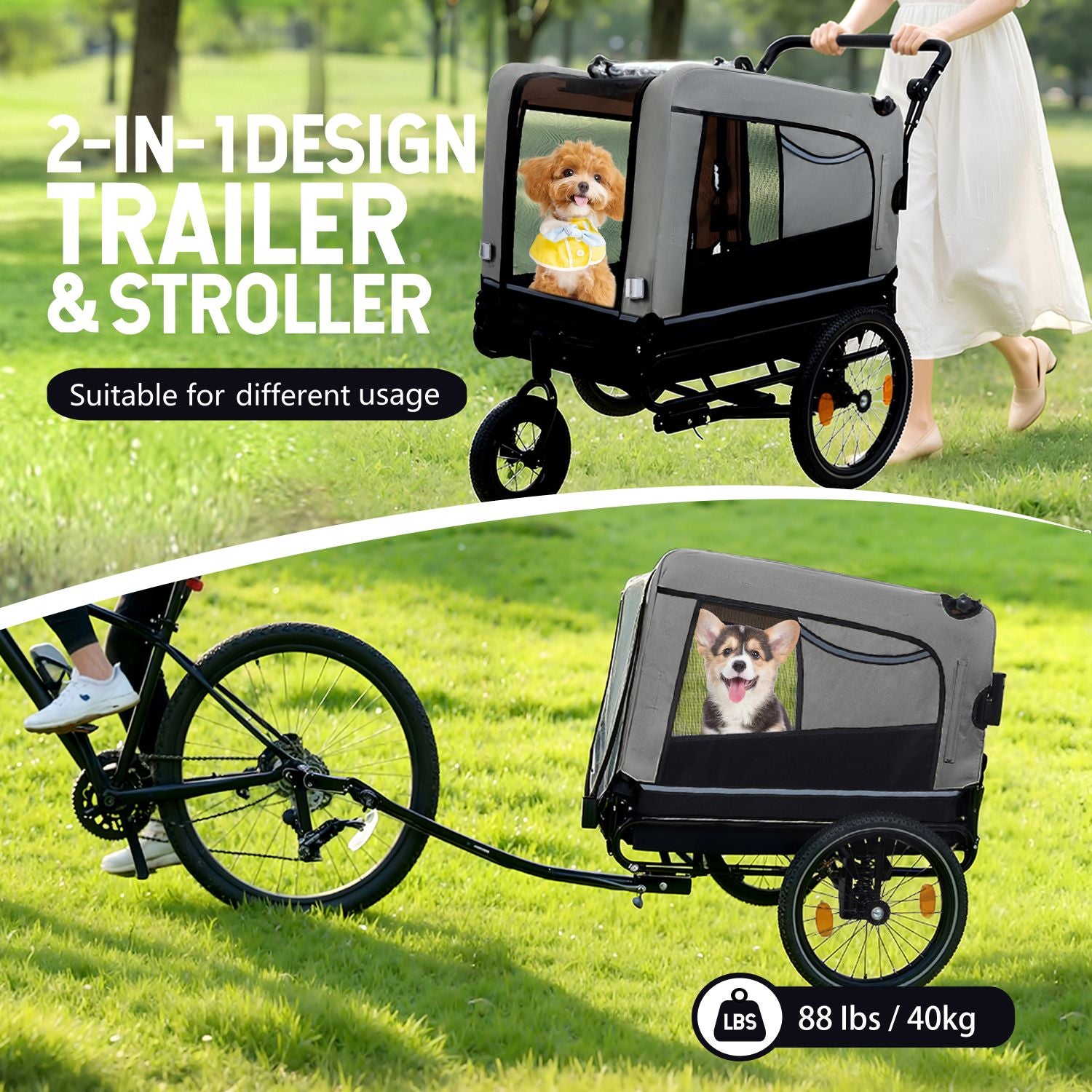 Take Your Pup on Every Adventure with This 2-in-1 Bike Trailer & Push Cart