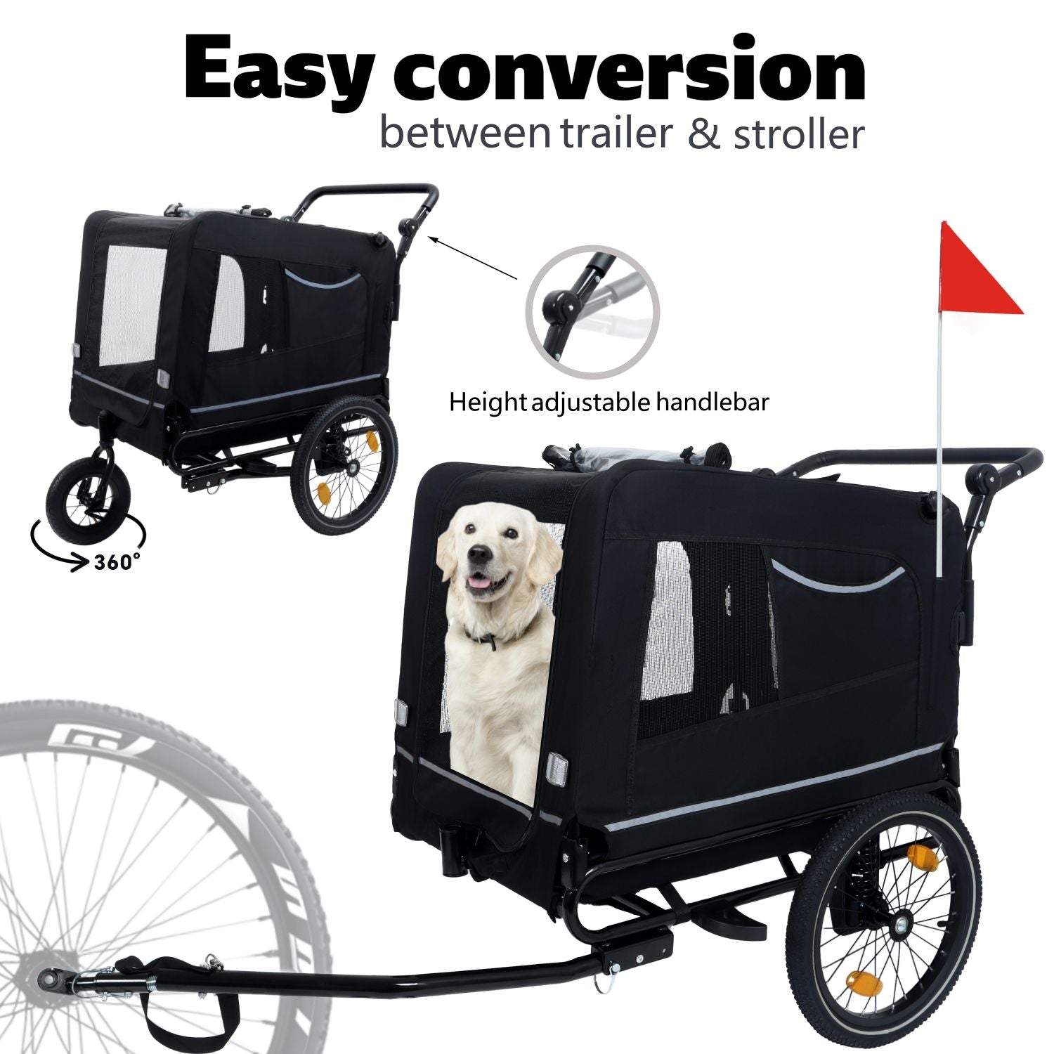 Take Your Pup on Every Adventure with This 2-in-1 Bike Trailer & Push Cart!
