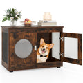 Farmhouse Style 2-in-1 Dog Crate End Table – Rustic Brown, Holds Up to 88 lbs