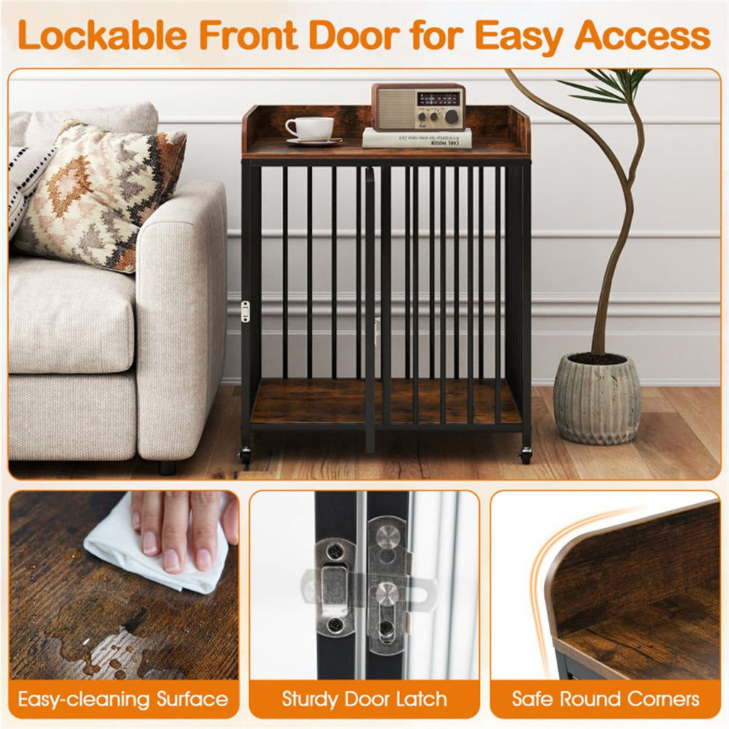Stylish 2-in-1 Dog Crate Furniture – Safe & Mobile for Small Dogs