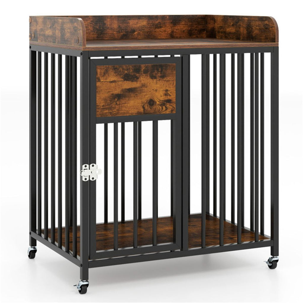 Stylish 2-in-1 Dog Crate Furniture – Safe & Mobile for Small Dogs