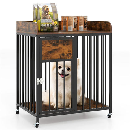 Stylish 2-in-1 Dog Crate Furniture – Safe & Mobile for Small Dogs
