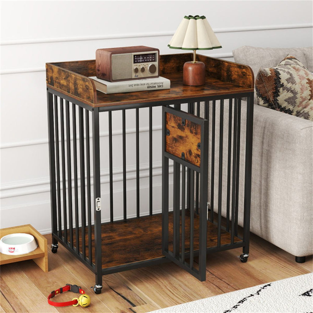 Stylish 2-in-1 Dog Crate Furniture – Safe & Mobile for Small Dogs