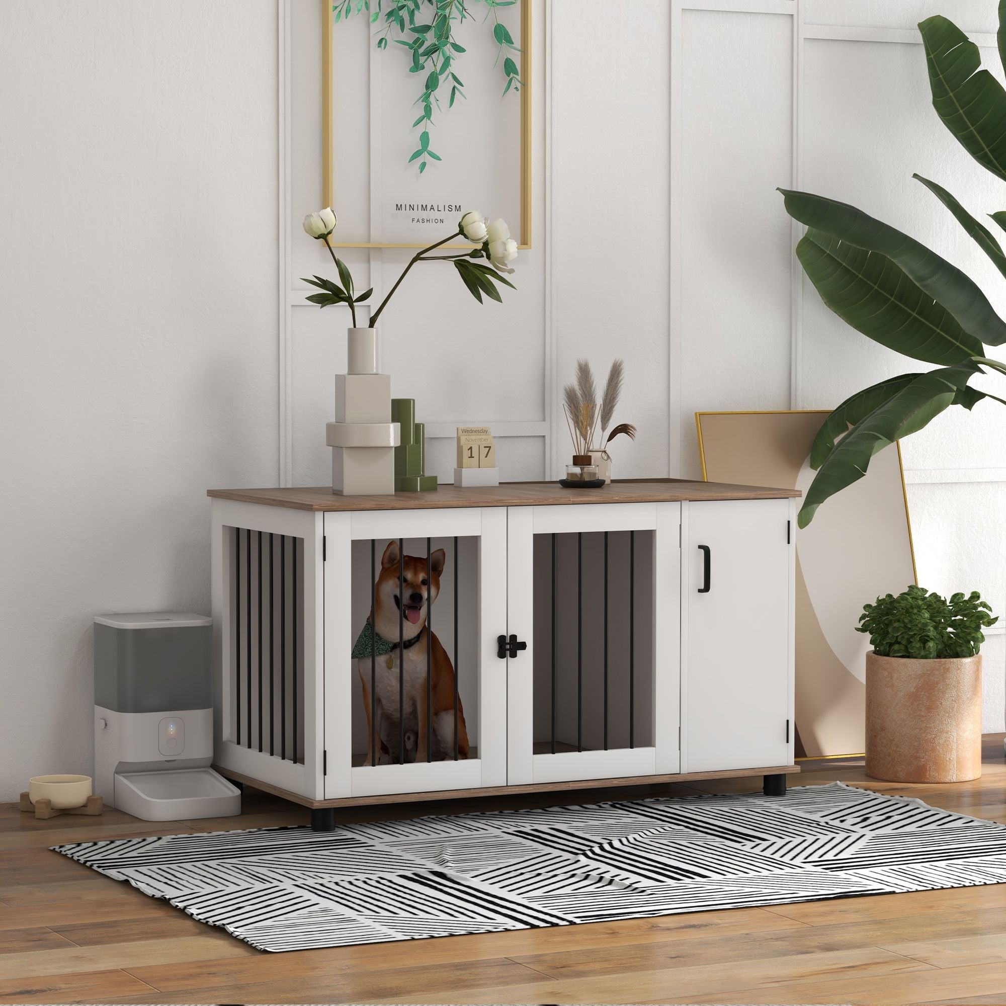 Stylish 2-in-1 Dog Crate & End Table with Storage for Medium to Large Dogs