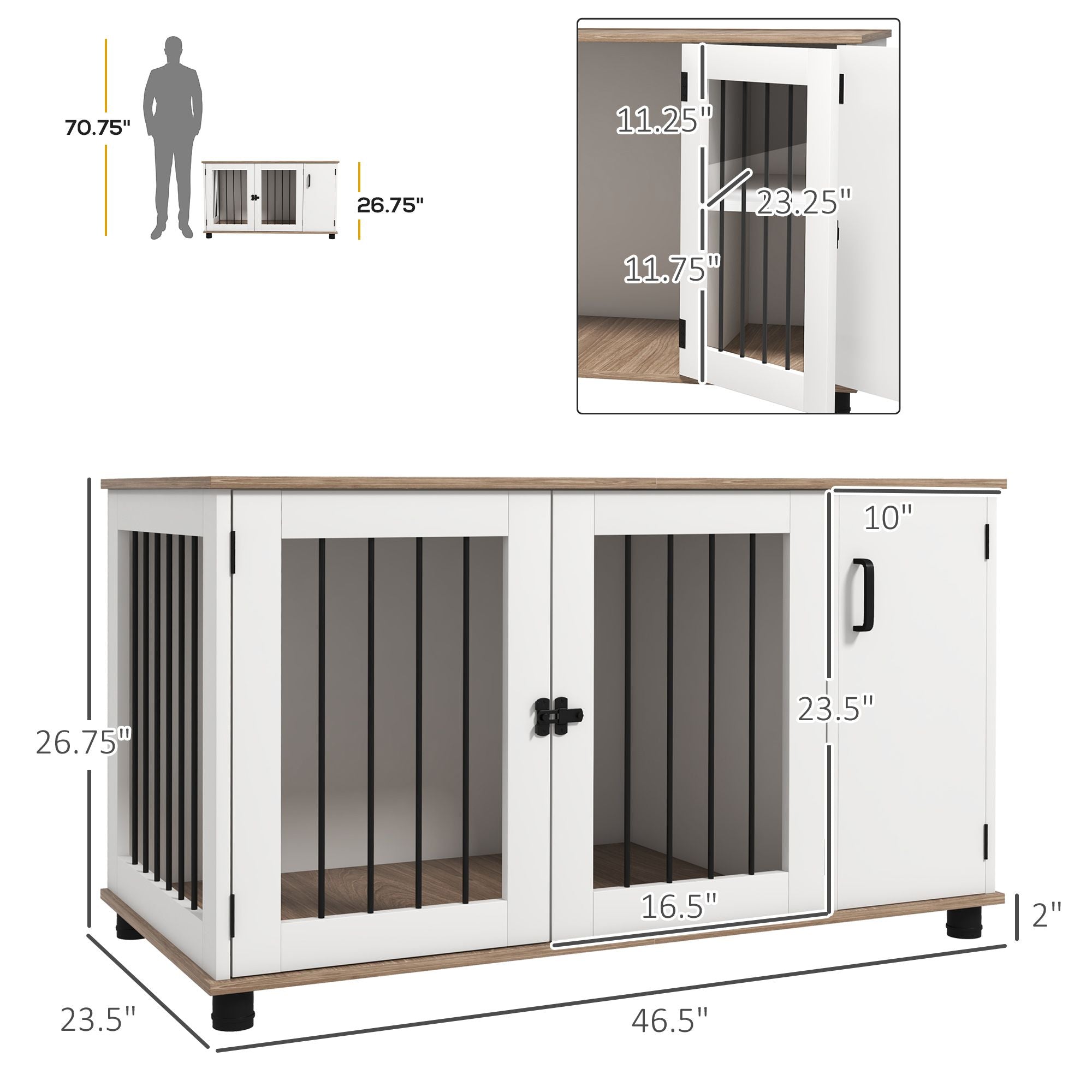 Stylish 2-in-1 Dog Crate & End Table with Storage for Medium to Large Dogs