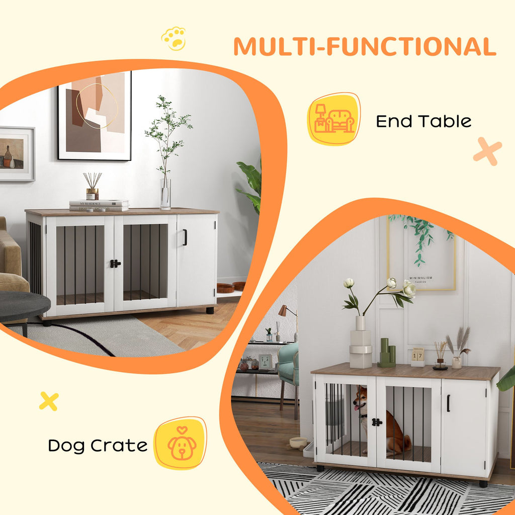 Stylish 2-in-1 Dog Crate & End Table with Storage for Medium to Large Dogs