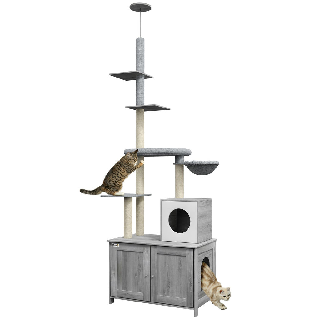 2-in-1 Cat Tree & Litter Box Enclosure: Hidden Comfort for Your Feline Friend