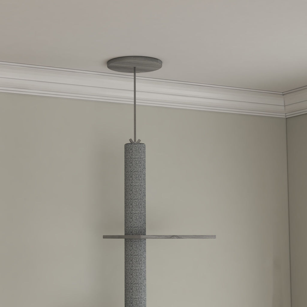 2 in 1 Floor to Ceiling Cat Tree with Litter Box Enclosure, Condo, Bed, Hammock, Scratching Posts, and Platforms, Gray