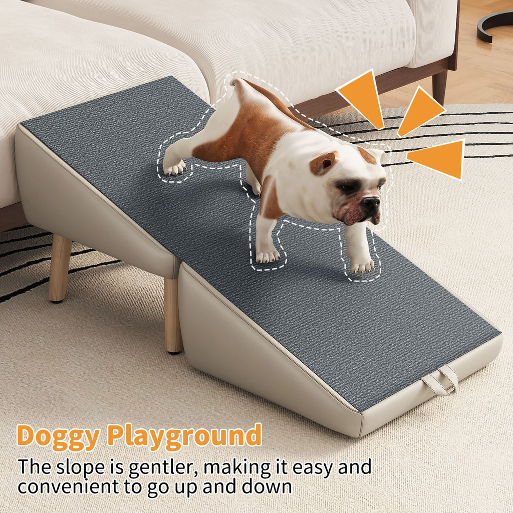 Give Your Pet a Safe, Stylish Way Up – Foldable Wooden Dog Ramp with Non-Slip Surface