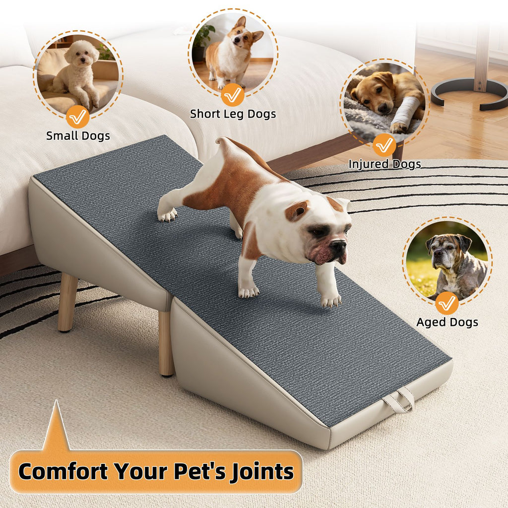 Give Your Pet a Safe, Stylish Way Up – Foldable Wooden Dog Ramp with Non-Slip Surface
