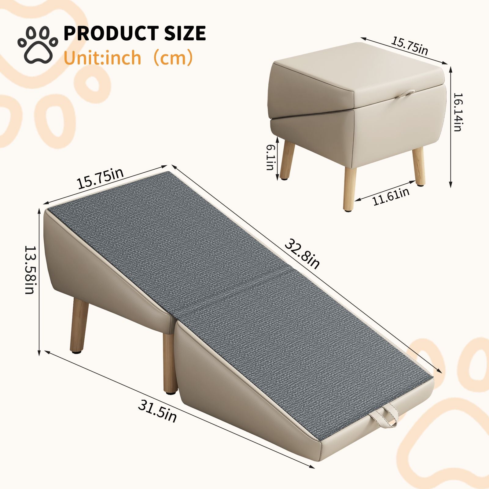 Give Your Pet a Safe, Stylish Way Up – Foldable Wooden Dog Ramp with Non-Slip Surface