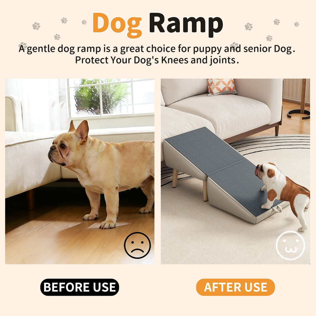 Give Your Pet a Safe, Stylish Way Up – Foldable Wooden Dog Ramp with Non-Slip Surface