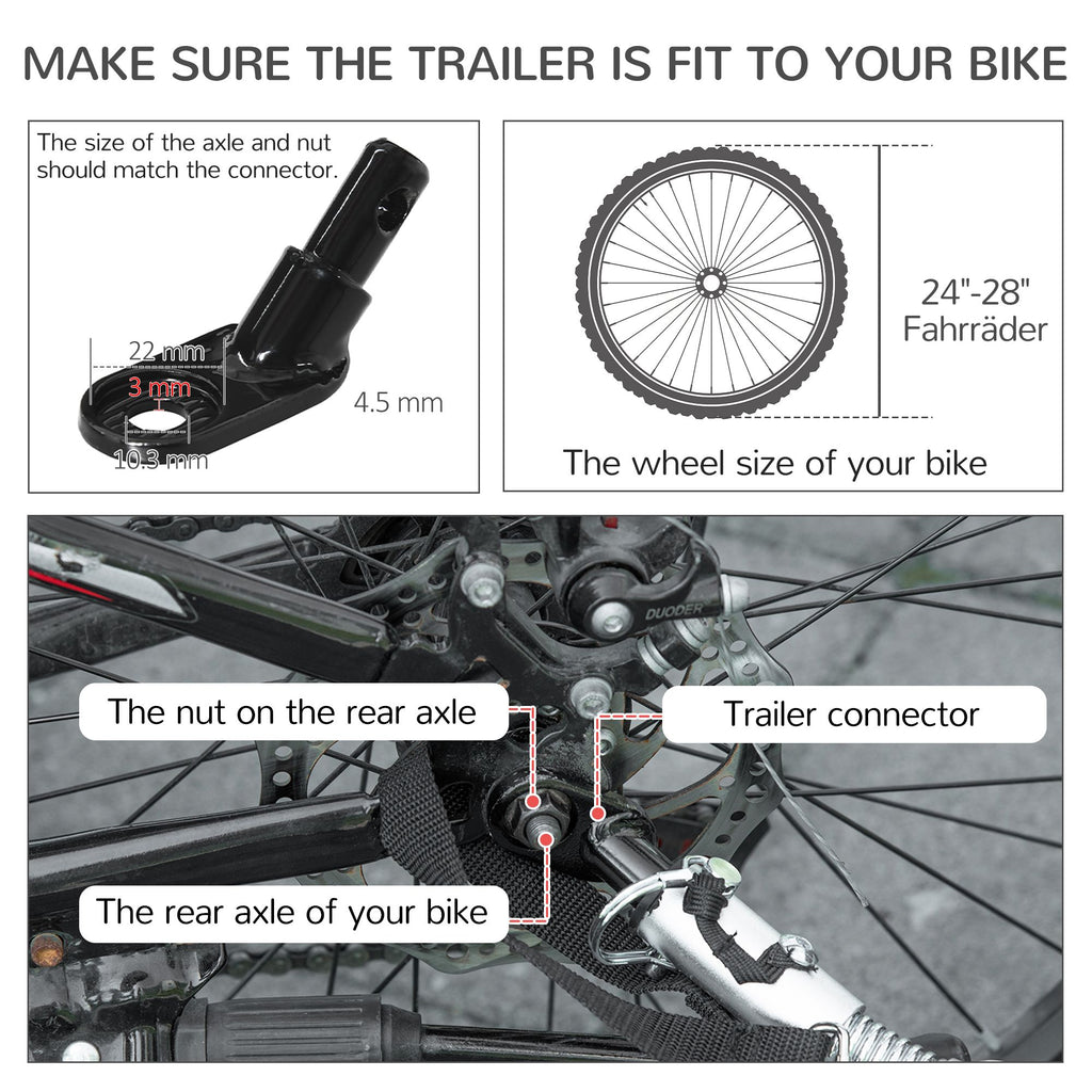 2-in-1 Large Dog Bike Trailer & Stroller Combo with Safety Hitch Quick-release Wheels Foot Support Pet Bicycle Cart