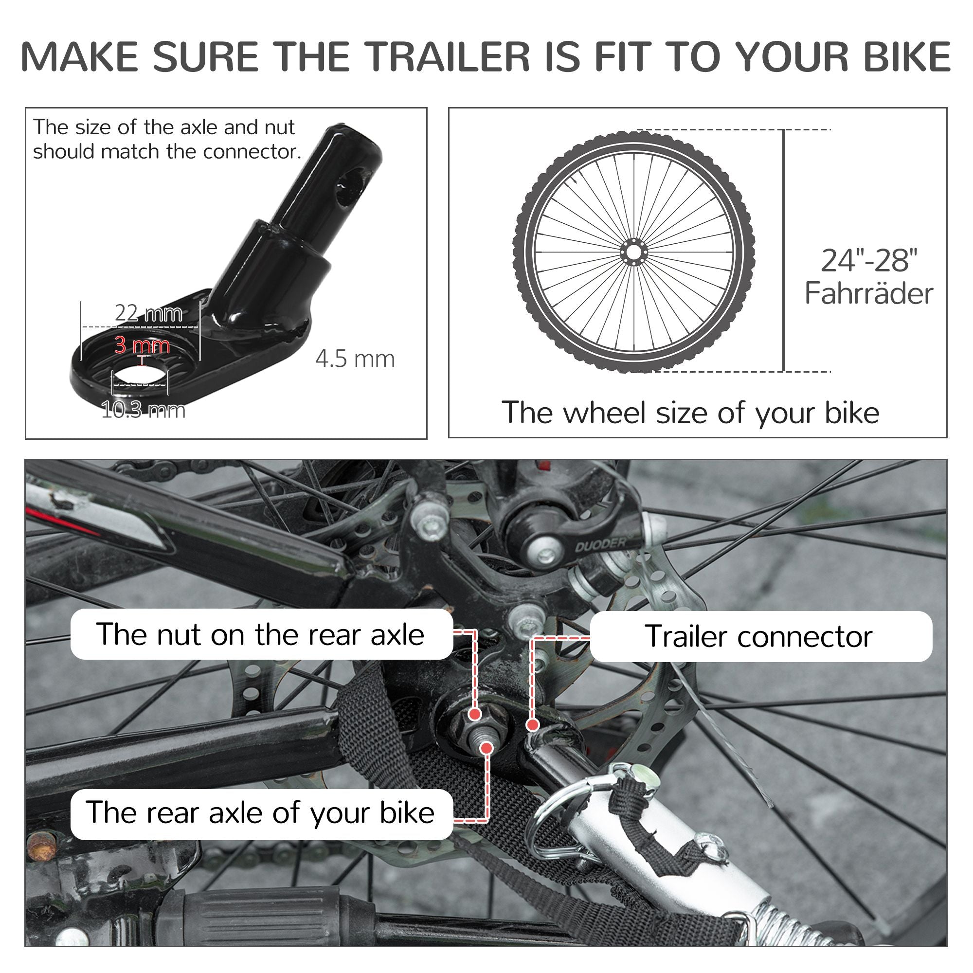 2-in-1 Large Dog Bike Trailer & Stroller Combo with Safety Hitch Quick-release Wheels Foot Support Pet Bicycle Cart