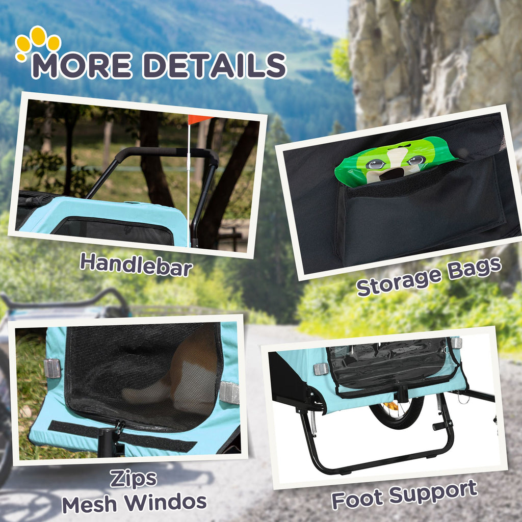 2-in-1 Large Dog Bike Trailer & Stroller Combo with Safety Hitch Quick-release Wheels Foot Support Pet Bicycle Cart
