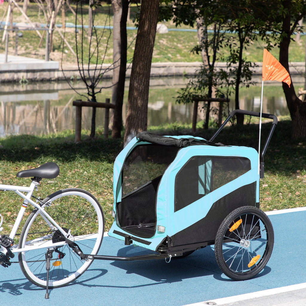 2-in-1 Large Dog Bike Trailer & Stroller Combo with Safety Hitch Quick-release Wheels Foot Support Pet Bicycle Cart