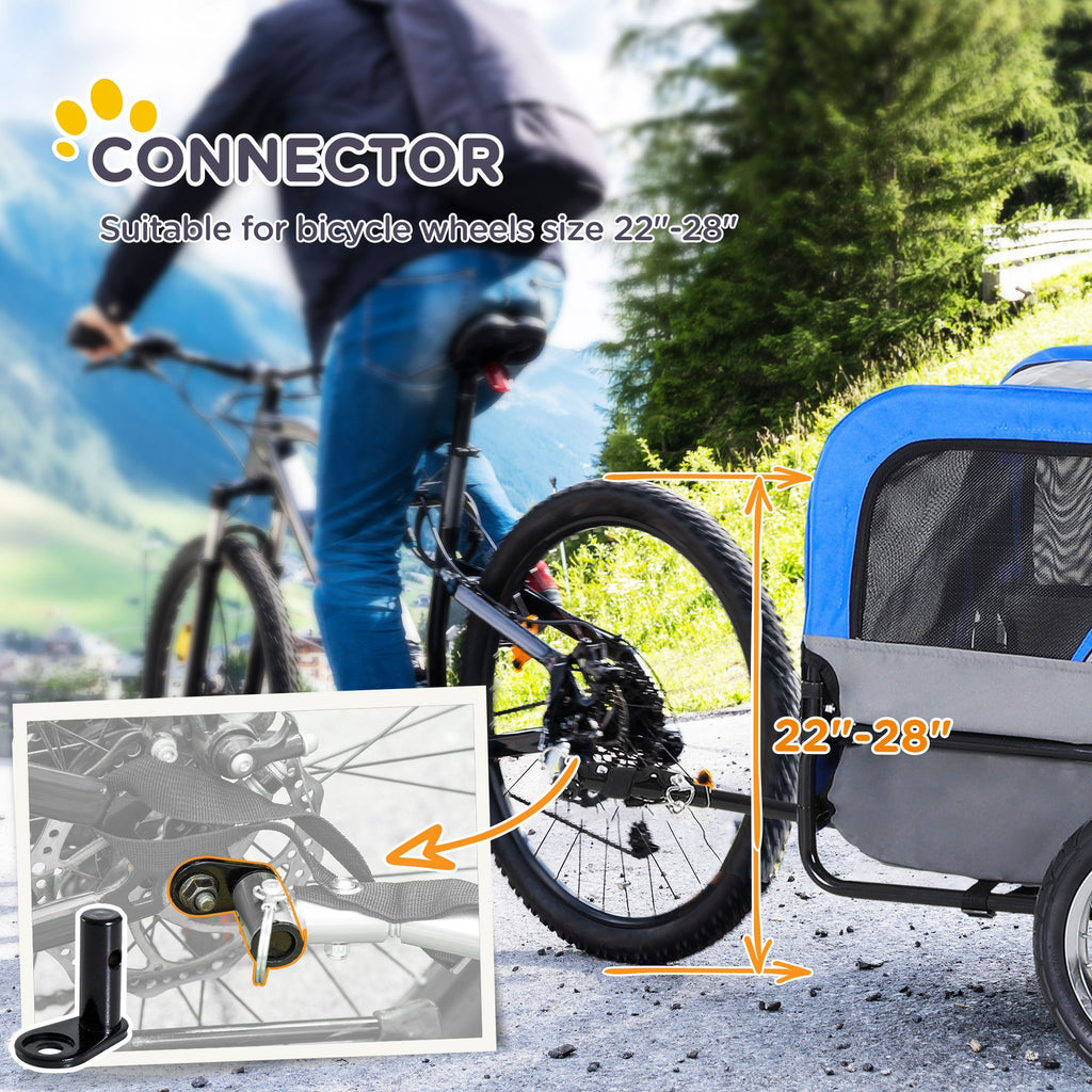 2-in-1 Small Dog Bike Trailer and Bike Stroller with Hitch, Bicycle Trailer Sidecar Bike Wagon Cart Carrier Attachment for Travel, Blue