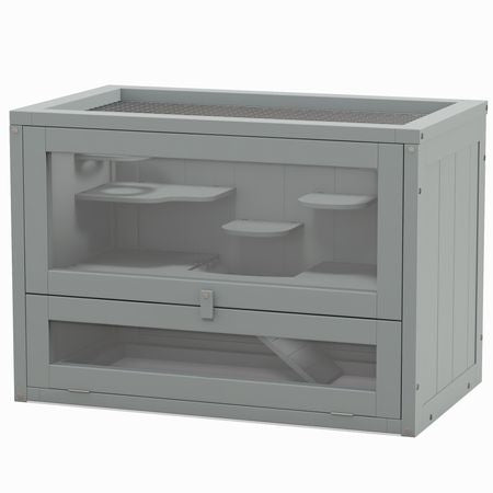 2-Level Hamster Home with Openable Roof and Glass Front