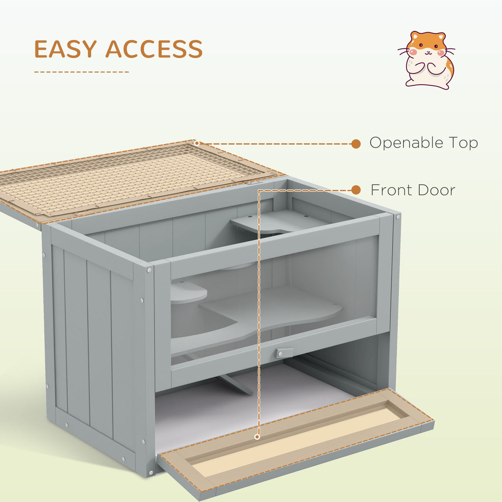 2-Level Hamster Home with Openable Roof and Glass Front