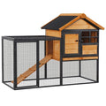 2-Level Rabbit Hutch Bunny Cage, Weatherproof Outdoor Pet House with Lockable Doors