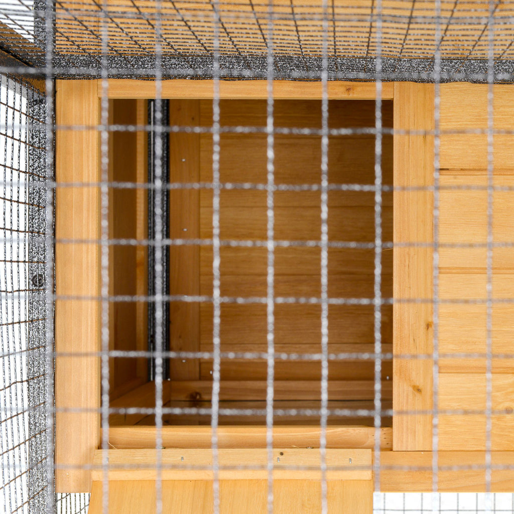 2-Level Rabbit Hutch Bunny Cage, Weatherproof Outdoor Pet House with Lockable Doors