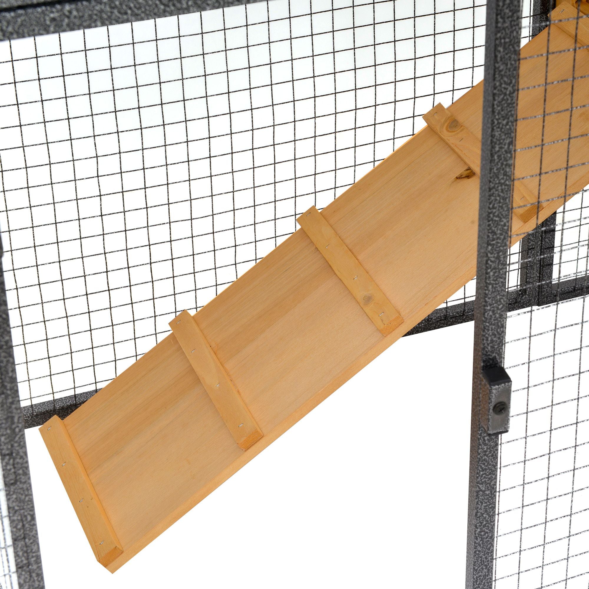 2-Level Rabbit Hutch Bunny Cage, Weatherproof Outdoor Pet House with Lockable Doors