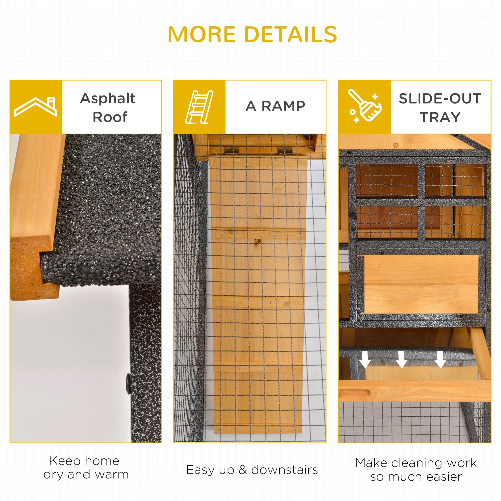 2-Level Rabbit Hutch Bunny Cage, Weatherproof Outdoor Pet House with Lockable Doors