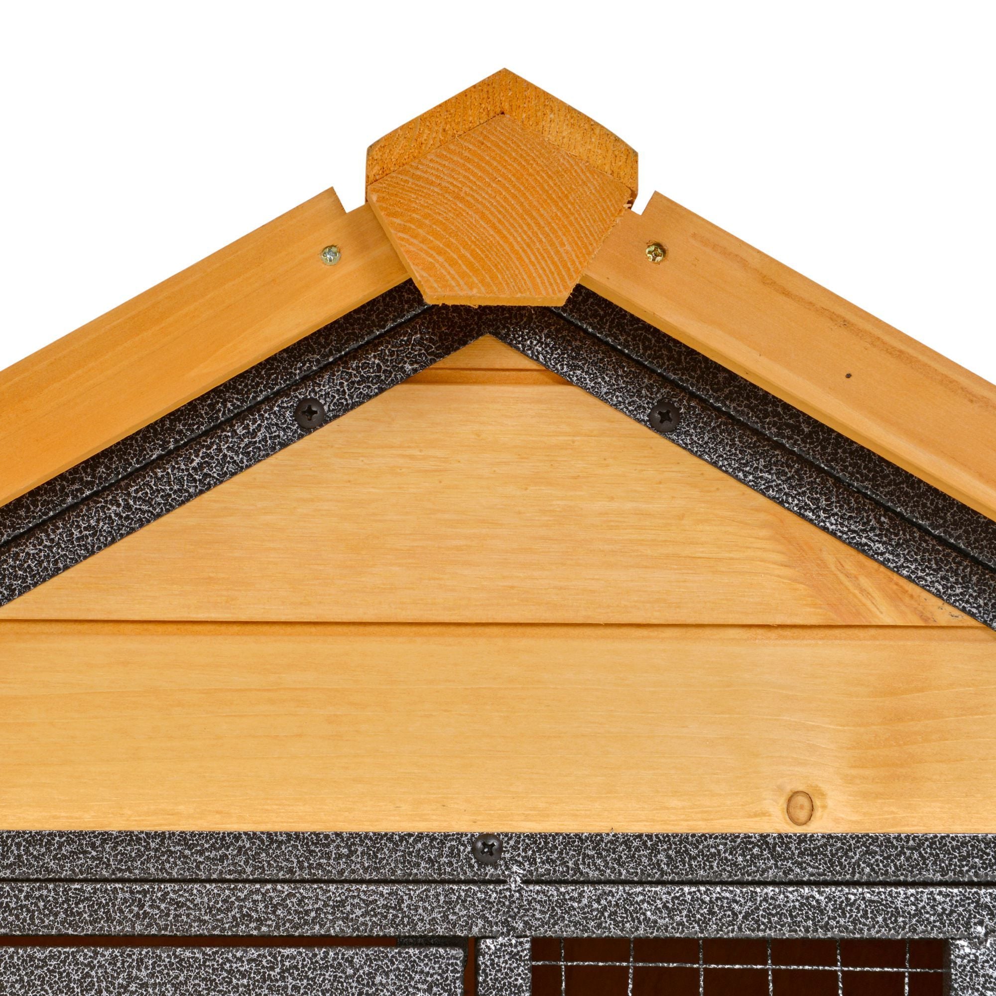 2-Level Rabbit Hutch Bunny Cage, Weatherproof Outdoor Pet House with Lockable Doors