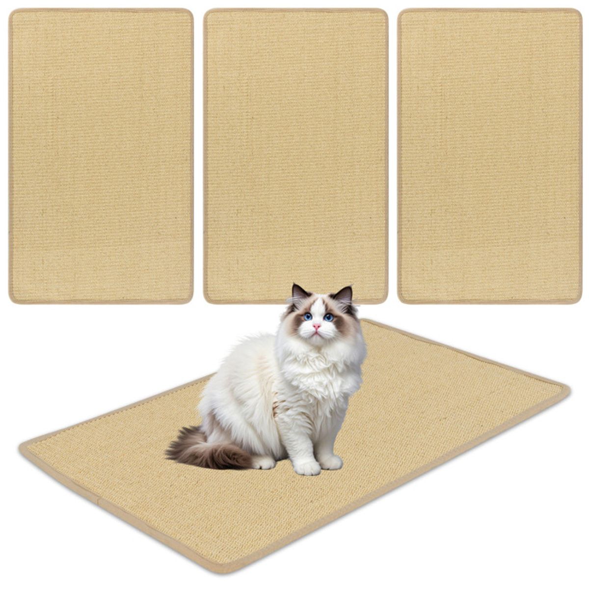 2-Pack 32"x20" Natural Sisal Cat Scratching Mats, Multifunctional Resting & Play Pads for Multi-Cat Households