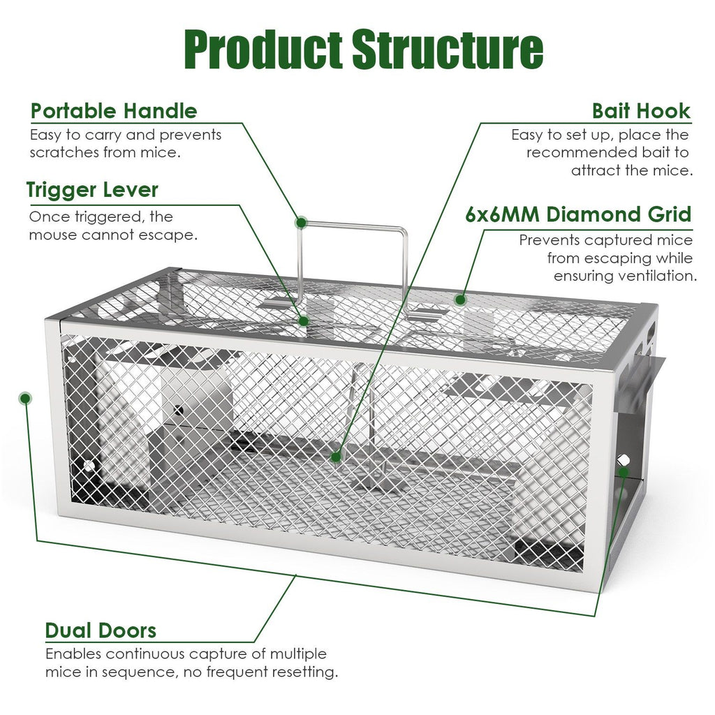 Catch Multiple Mice Continuously with Our Humane Dual-Door Rat Trap