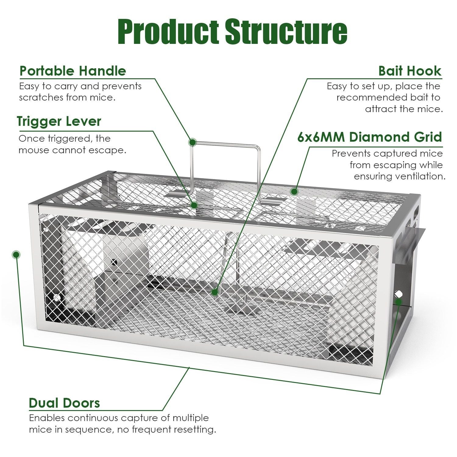 Catch Multiple Mice Continuously with Our Humane Dual-Door Rat Trap
