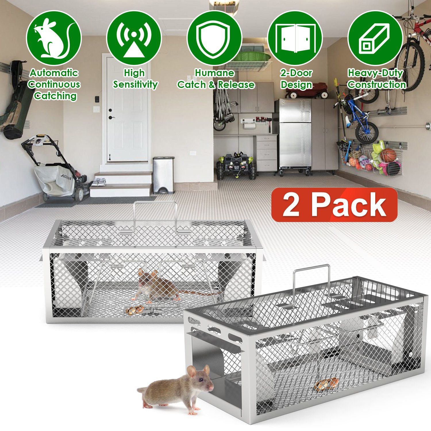 Catch Multiple Mice Continuously with Our Humane Dual-Door Rat Trap